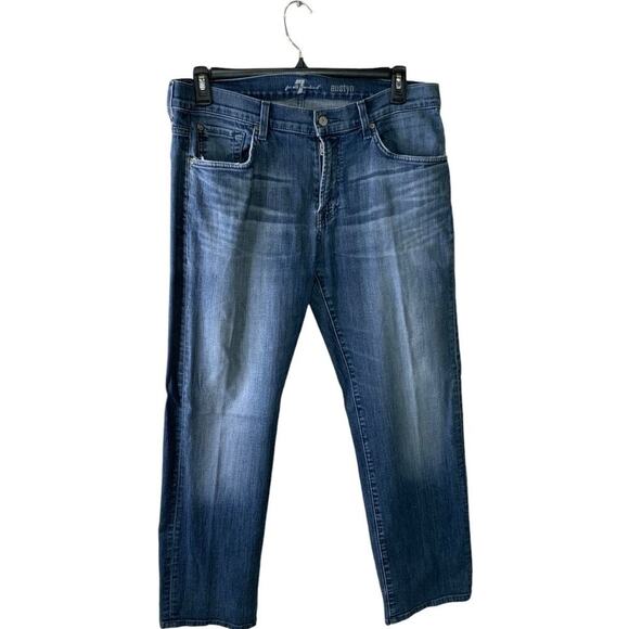 For All Seven Mankind Austyn Jeans Mens 36 Whiskers Stretch Mid Wash Streetwear - Picture 1 of 12